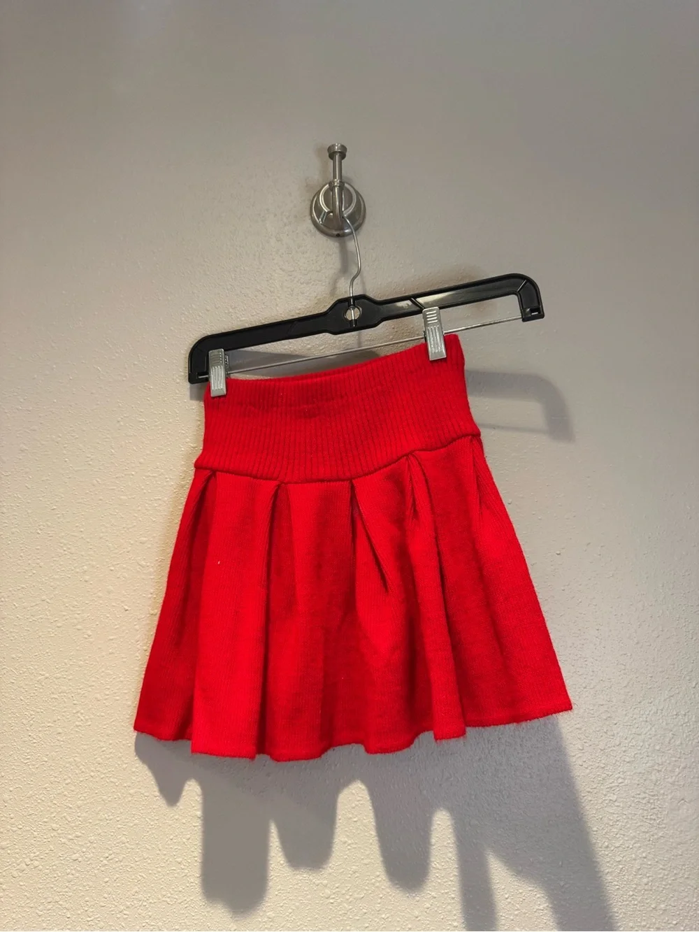 Festive Green Embroidered Floral Sweater & Red Pleated Skirt Set - Kids Large